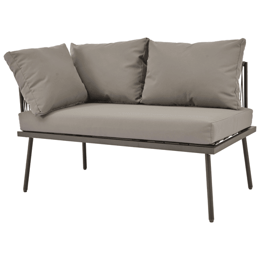 Conjunto de jardim L - Móveis de ferro com corda cinzenta, 2 sofás e 1 mesa - Cinza