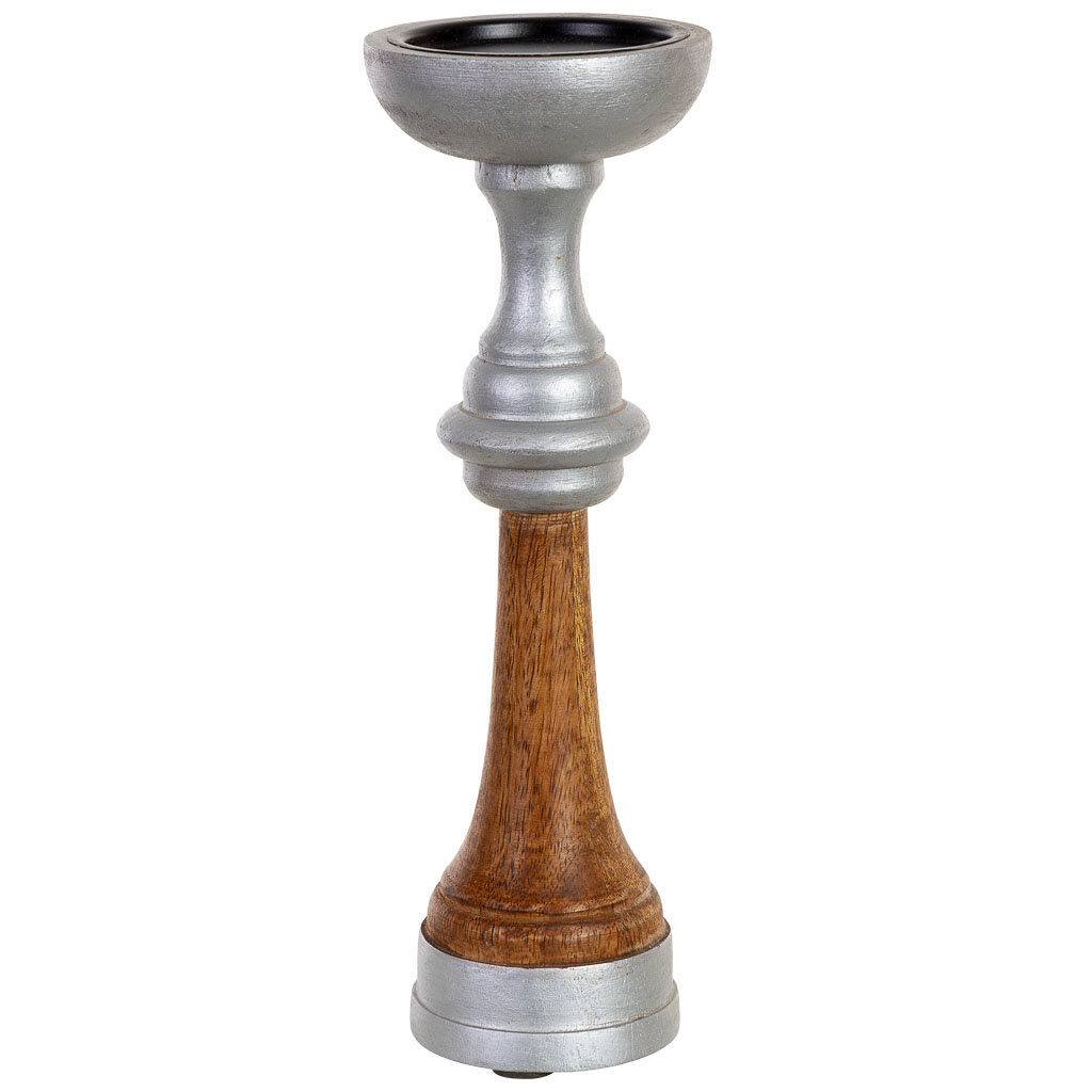 Candelabro de madera marron 10x10x30h cm