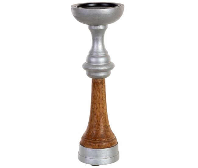 Candelabro de madera marron 10x10x30h cm