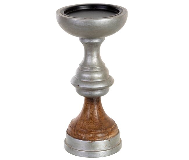 Candelabro de madera marron 10x10x20h cm