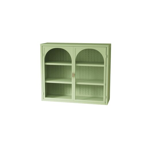 Armário de parede 70 cm - Portas de vidro, 3 níveis de armazenamento, padrão trançado - Verde