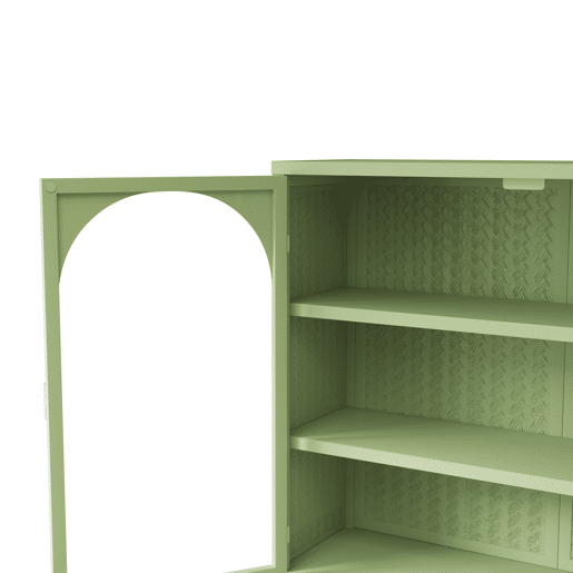 Armário de parede 70 cm - Portas de vidro, 3 níveis de armazenamento, padrão trançado - Verde