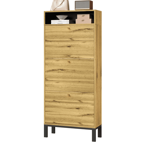 Sapateira alta 147 cm - 3 portas basculantes com compartimentos - Natural