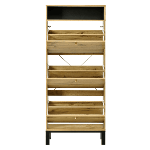 Sapateira alta 147 cm - 3 portas basculantes com compartimentos - Natural