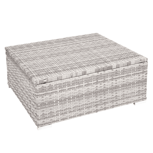 Conjunto de móveis de jardim em rattan sintético para jardim terraço e varanda com poltronas sofá mesa cinza almofadas creme 04_0004179