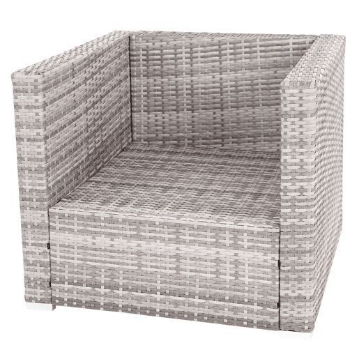 Conjunto de móveis de jardim em rattan sintético para jardim terraço e varanda com poltronas sofá mesa cinza almofadas creme 04_0004179