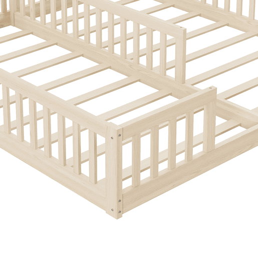 Cama Panel 90 x 200 cm - Com grade, estrado, estilo minimalista - Natural