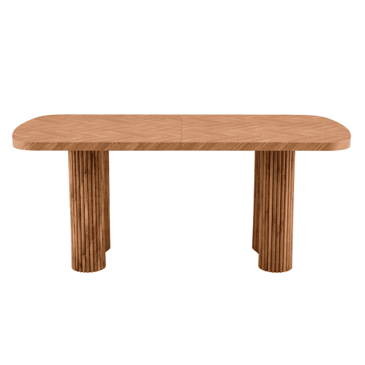 Mesa de jantar 180x90 cm - suporte em coluna arqueada, design moderno - madeira
