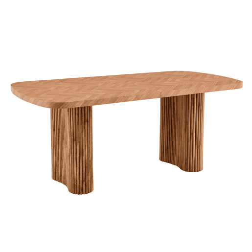 Mesa de jantar 180x90 cm - suporte em coluna arqueada, design moderno - madeira