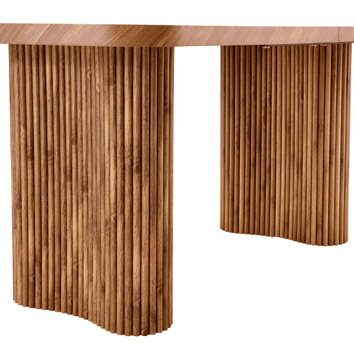 Mesa de jantar 180x90 cm - suporte em coluna arqueada, design moderno - madeira