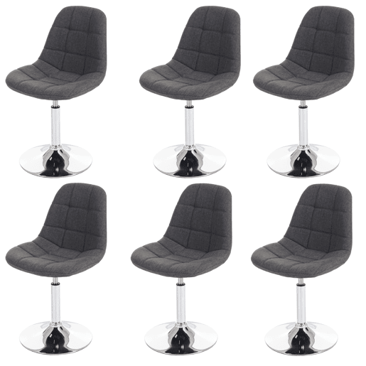 Conjunto de 6 cadeiras giratórias para sala de jantar em tecido cinza claro e estrutura de metal cromado 04_0007682