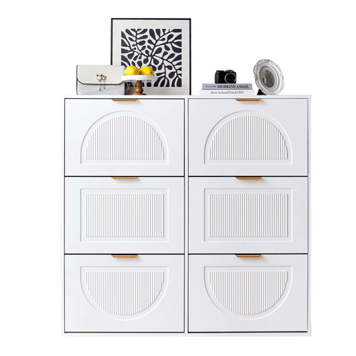 Sapateira 118x115x25 cm - 6 compartimentos, prateleiras abertas, independente - Branco