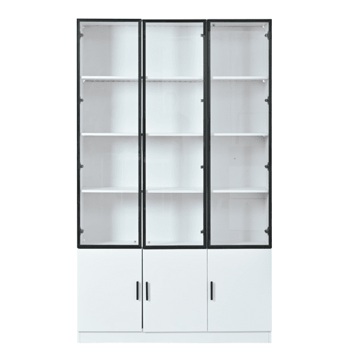Vitrine 120x32x200 cm - 6 portas, vidro com LED, móvel multifuncional - Branco Vitrine 120x32x200 cm - 6 portas, vidro com LED, móvel multifuncional - Branco