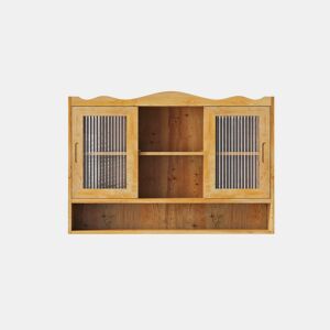 Armário retro 90 cm - 2 portas de correr, 3 níveis de arrumação - Natural