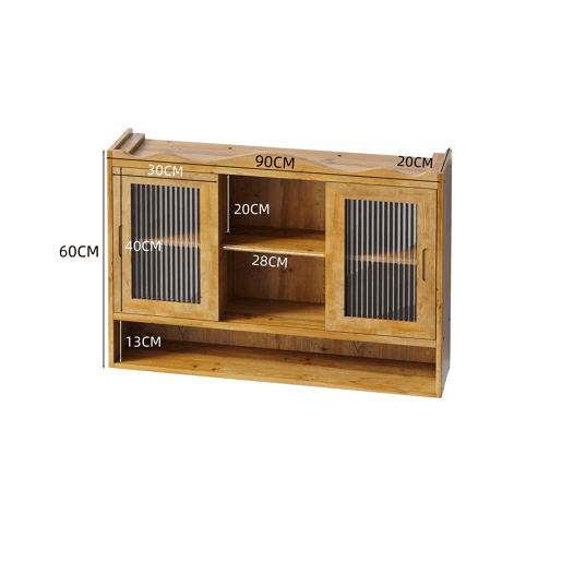 Armário retro 90 cm - 2 portas de correr, 3 níveis de arrumação - Natural Armário retro 90 cm - 2 portas de correr, 3 níveis de arrumação - Natural