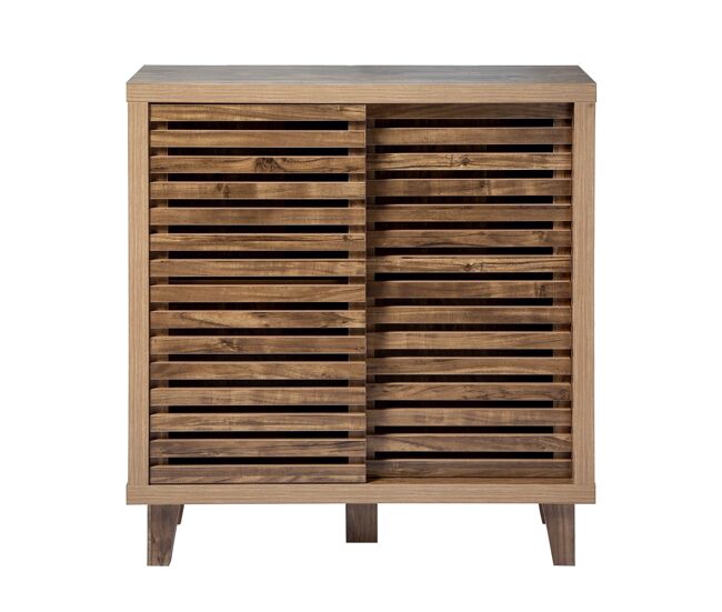Buffet de 2 puertas correderas con lamas perforadas l80 cm - liam