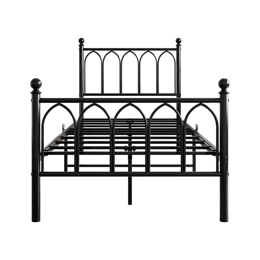 Cama metálica 90x200 - Cabeceira e pés vintage, LED, USB, arrumação debaixo da cama - Preto