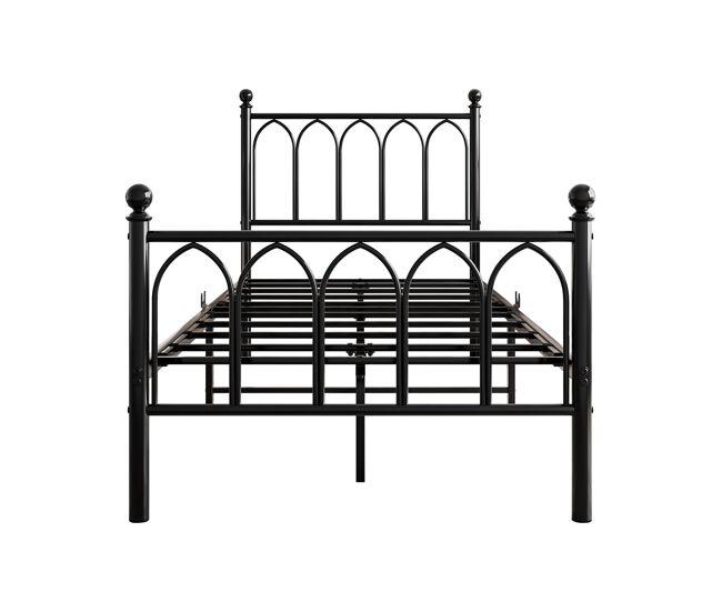 Cama metálica 90x200 - cabecero y pie vintage, led, usb, almacenamiento bajo cama - negro