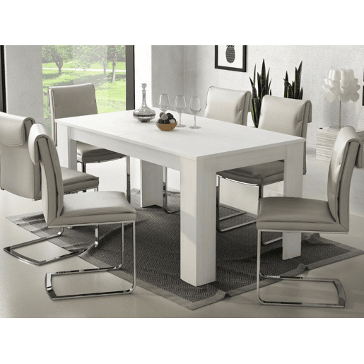 Mesa de jantar AMBIHOME BRAGANÇA - Branco rústico, extensível 160 a 220cm