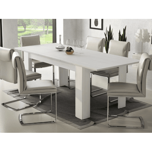 Mesa de jantar AMBIHOME BRAGANÇA - Branco rústico, extensível 160 a 220cm