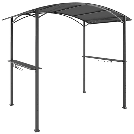 Outsunny Toldo para Jardim 2,4 x 1,5 m Estrutura de Aço com 2 Prateleiras Laterais Telhado Resistente às Intempéries Ganchos para Jardim Terraço Exterior Camping e BBQ Cinzento Escuro Outsunny Toldo para Jardim 2,4 x 1,5 m Estrutura de Aço com 2 Prateleiras Laterais Telhado Resistente às Intempéries Ganchos para Jardim Terraço Exterior Camping e BBQ Cinzento Escuro