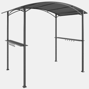 Outsunny Toldo para Jardim 2,4 x 1,5 m Estrutura de Aço com 2 Prateleiras Laterais Telhado Resistente às Intempéries Ganchos para Jardim Terraço Exterior Camping e BBQ Cinzento Escuro