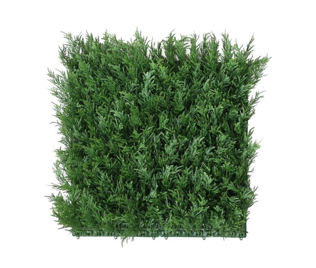 Well home jardín vertical artificial, panel de seto 100x100cm, para decoración interior y exterior - cedro en color verde