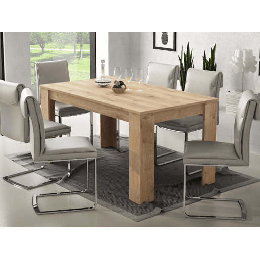 Mesa de jantar AMBIHOME BRAGANÇA - Carvalho natural, extensível 160 a 220cm
