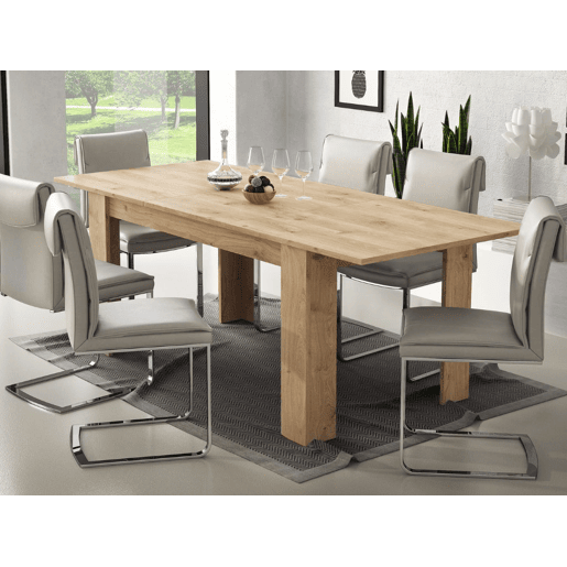 Mesa de jantar AMBIHOME BRAGANÇA - Carvalho natural, extensível 160 a 220cm