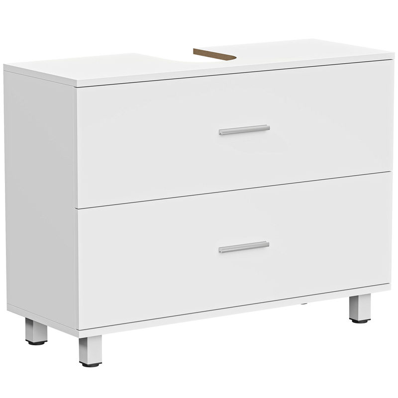 Homcom mueble bajo lavabo, mueble de baño con 2 cajones, armario de baño de pie, estilo moderno, para lavabo sin pedestal, 80x30x60 cm, blanco
