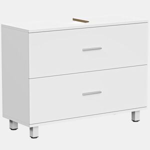HOMCOM Móvel para Lavatório Pousar de Casa de Banho com 2 Gavetas Móvel para Lavatório com Gaveta Superior Dividida para Lavatório sem Pedestal 80x30x60 cm Branco