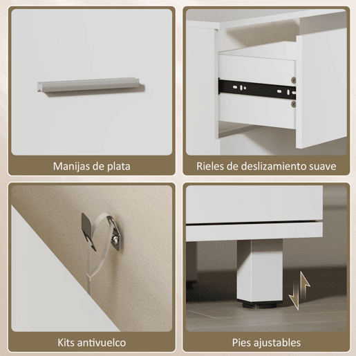 HOMCOM Móvel para Lavatório Pousar de Casa de Banho com 2 Gavetas Móvel para Lavatório com Gaveta Superior Dividida para Lavatório sem Pedestal 80x30x60 cm Branco