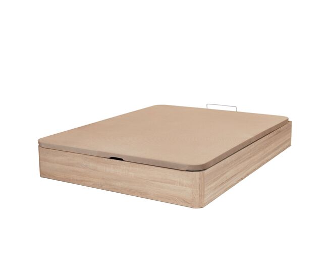 Canapé raso en roble cambrian o blanco ártico melamina base tapizada 2 bisagras hidráulicas tirador madera maciza 28 cm interior
