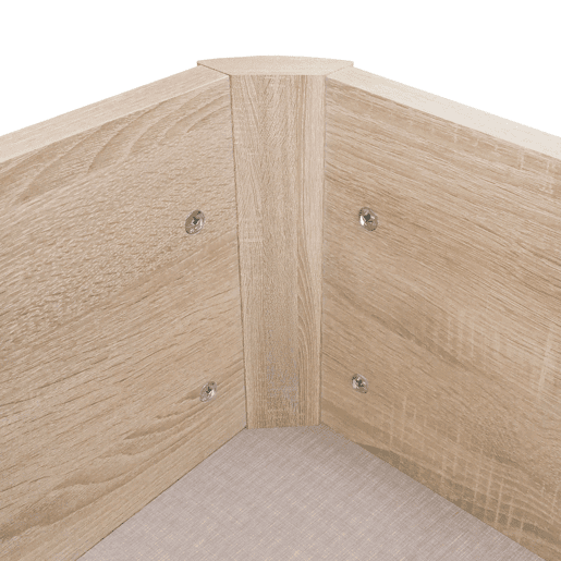 Sofá-cama 150x190 cm, carvalho Cambriano acetinado, base estofada em melamina, 2 dobradiças hidráulicas, tecido 3D, reforços internos em aço de 28 cm.