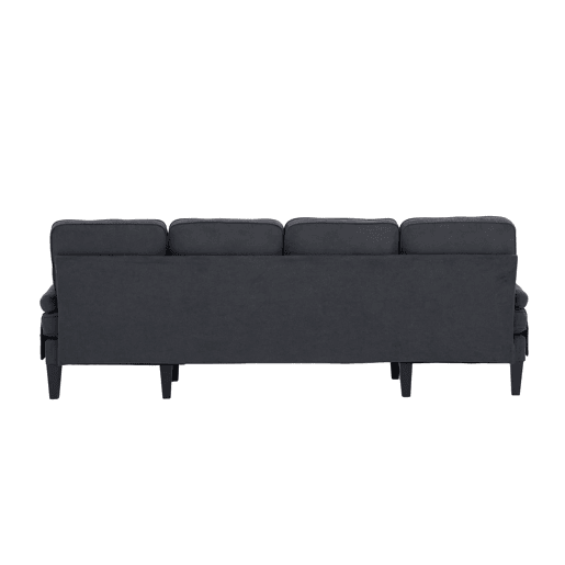 Sofá em U para 4 pessoas - Linho macio, chaise longues duplas, almofadas decorativas - Cinza escuro
