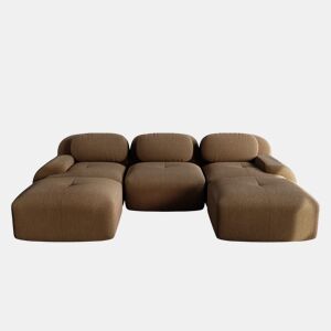 Sofá modular de 3 lugares - Veludo cotelê premium, rústico e antiderrapante, braços extra largos - Castanho