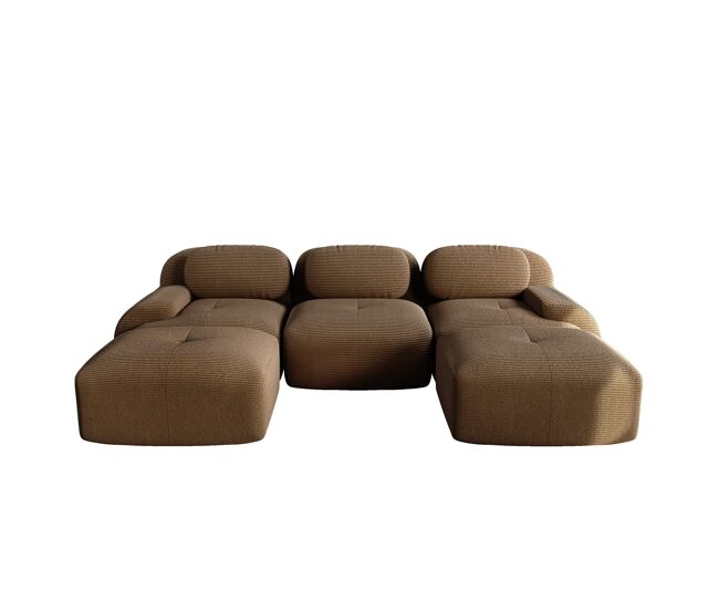 Sofá modular 3 plazas - corduroy premium, rústico y antideslizante, brazos extra anchos - marrón
