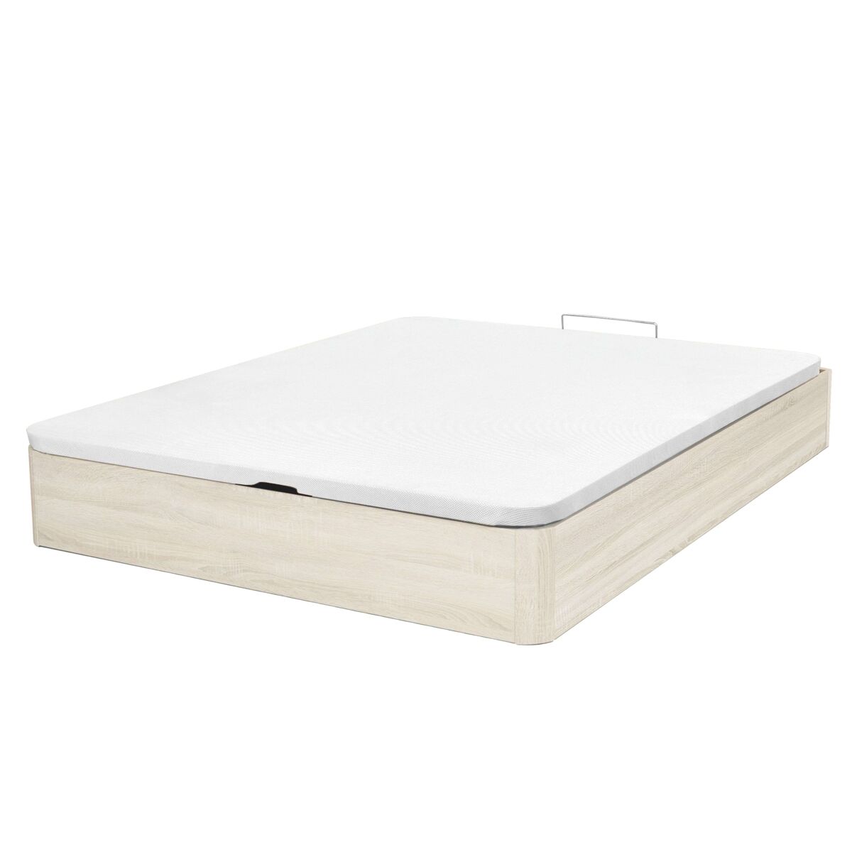 Canapé raso en roble cambrian o blanco ártico melamina base tapizada 2 bisagras hidráulicas tirador madera maciza 28 cm interior