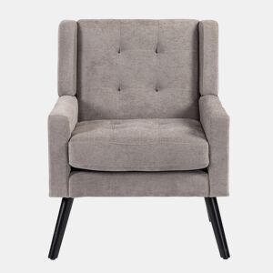 Poltrona estofada - tamanho médio - estilo Mid-Century, espuma de alta densidade, pernas de madeira - Cinza Claro