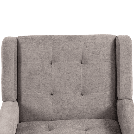 Poltrona estofada - tamanho médio - estilo Mid-Century, espuma de alta densidade, pernas de madeira - Cinza Claro