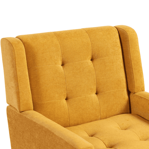 Poltrona estofada média - estilo Mid-Century, almofada de alta densidade, pernas de madeira - Amarelo