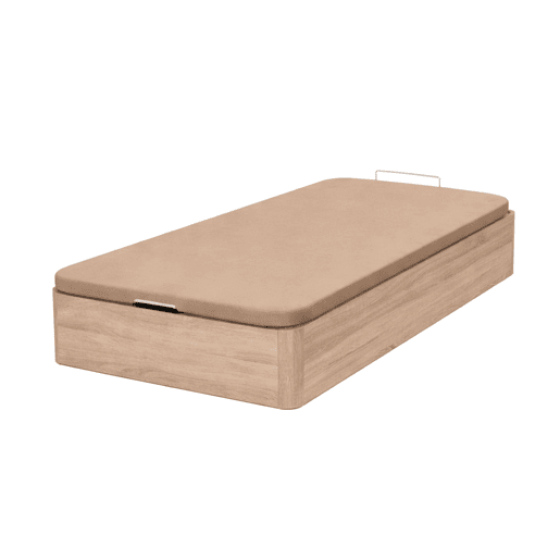 Sofá-cama de 90x190 cm, carvalho Cambriano acetinado, base estofada em melamina, 2 dobradiças hidráulicas, puxador em madeira maciça, 28 cm de altura interna.