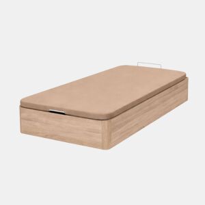 Sofá-cama de 90x190 cm, carvalho Cambriano acetinado, base estofada em melamina, 2 dobradiças hidráulicas, puxador em madeira maciça, 28 cm de altura interna.