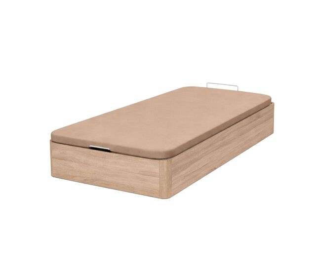Canapé raso en roble cambrian o blanco ártico melamina base tapizada 2 bisagras hidráulicas tirador madera maciza 28 cm interior