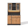 Armário alto de cozinha 180x105x40 cm - Prateleira ajustável, LED multicolorido, tomada - PretoNatural