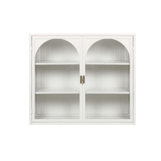 Armário de parede 70 cm - 2 portas com 3 níveis de arrumação e design trançado - Branco