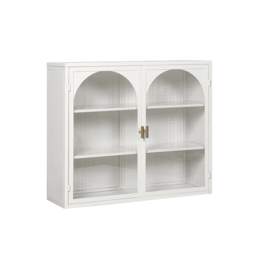 Armário de parede 70 cm - 2 portas com 3 níveis de arrumação e design trançado - Branco