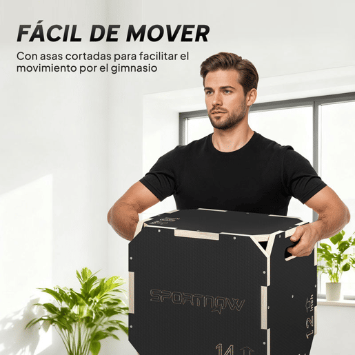SPORTNOW Caixa Pliométrica de Madeira 3 em 1 Plataforma de Treino com 3 Alturas Ajustáveis 413631 cm Pegas Sem Cantos Saltos e Força para Casa Ginásio e Exterior Preto