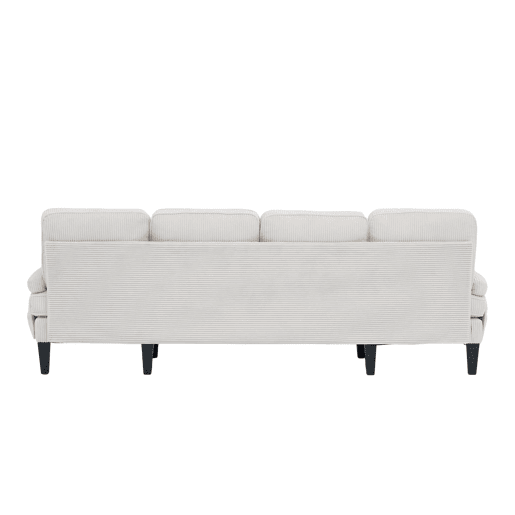 Sofá moderno de 4 lugares em U - chaise longue dupla, tecido cordão, confortável, bege