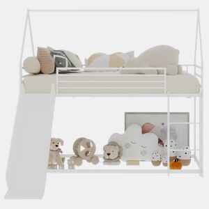Cama alta infantil Twin - segura com escada - branca